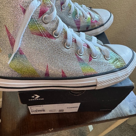CTAS HI- Converse Girls High Tops, Silver, Aqua, White - Picture 5 of 15